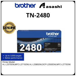Brother TN-2480 Genuine Monochrome Toner Cartridge, Black, Page Yield up to 3,000 pages