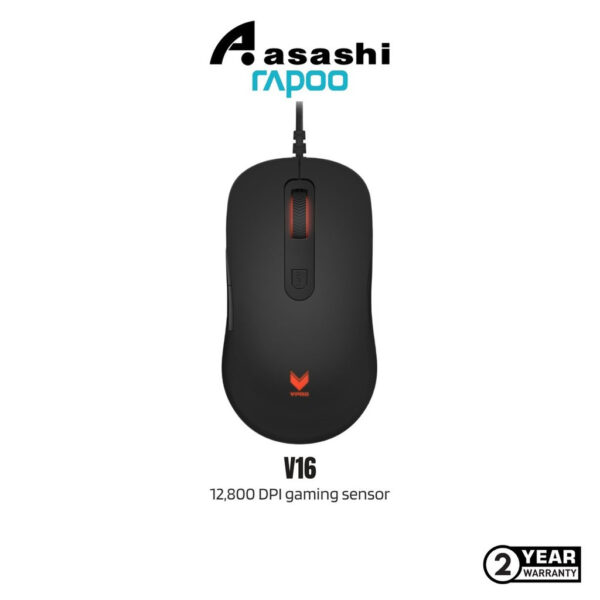 Rapoo V16 12,800 DPI gaming sensor, 5 mouse buttons & RGB Multi-color light system Wired Gaming Mouse