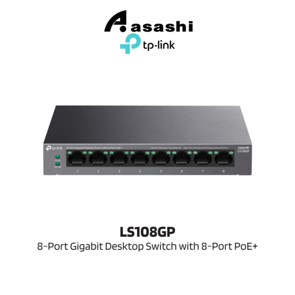 TP-Link LS108GP 8-Port Gigabit Desktop Switch with 8-Port PoE+