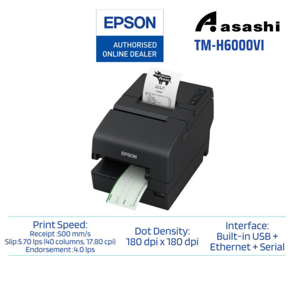 Epson TM-H6000VI USB & Ethernet + Serial UIB POS Printer (White/Black)