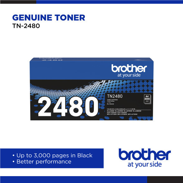 Brother TN-2480 Genuine Monochrome Toner Cartridge, Black, Page Yield up to 3,000 pages