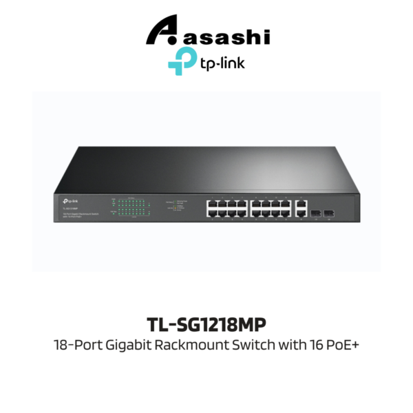 TP-Link TL-SG1218MP 18-Port Gigabit Rackmount Switch with 16 PoE+