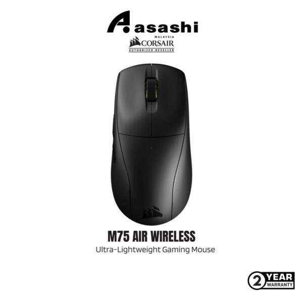 CORSAIR M75 AIR WIRELESS Ultra-Lightweight Gaming Mouse – Black/White (60g, 100hrs)