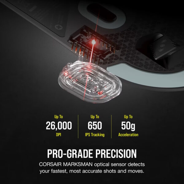CORSAIR M75 AIR WIRELESS Ultra-Lightweight Gaming Mouse – Black/White (60g, 100hrs)