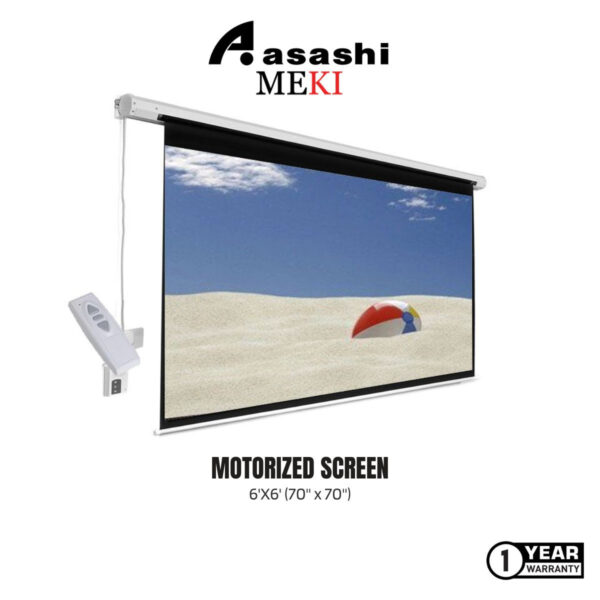 Ez Meki 6'X6' (70" x 70") Electronic Motorized Screen White