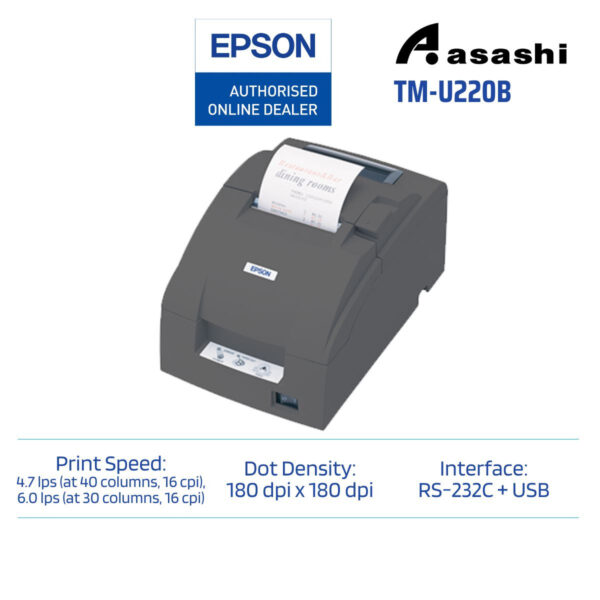 Epson TM-U220B-462 USB Receipt Dot Printer (Traditional Chinese,Grey)