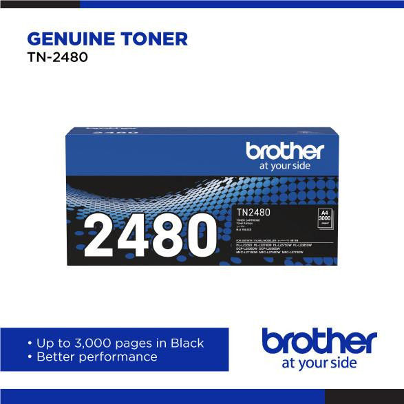 Brother TN-2480 Genuine Monochrome Toner Cartridge, Black, Page Yield up to 3,000 pages