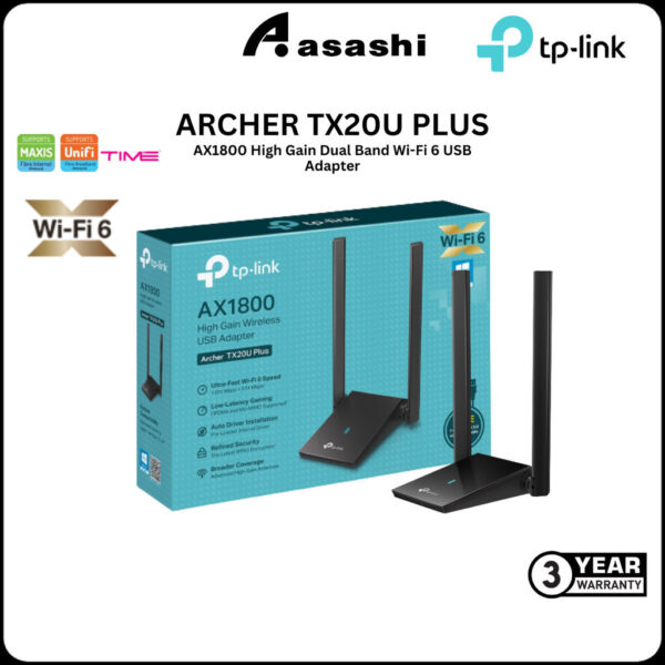 Tp-Link Archer TX20U Plus AX1800 High Gain Dual Band Wi-Fi 6 USB Adapter