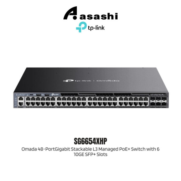 00ddbb4f70c2262a5a48046bc6cd2a22.jpeg TP-Link SG6654XHP Omada 48-PortGigabit Stackable L3 Managed PoE+ Switch with 6 10GE SFP+ Slots