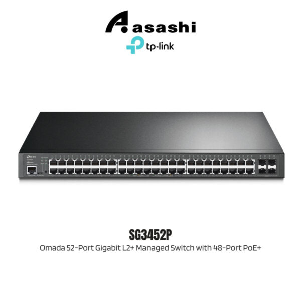 TP-Link SG3452P Omada 52-Port Gigabit L2+ Managed Switch with 48-Port PoE+
