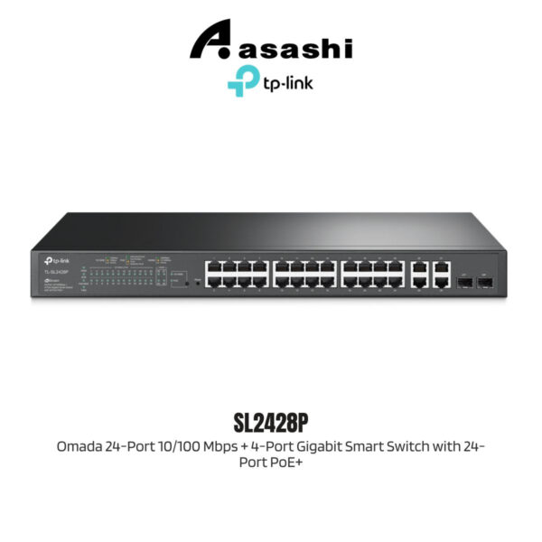 TP-Link SL2428P Omada 24-Port 10/100 Mbps + 4-Port Gigabit Smart Switch with 24-Port PoE+