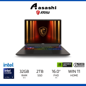 MSI Vector 16 HX AI A2XWHG-066MY Gaming Notebook (Intel Core Ultra 9 processor 275HX with Intel AI Boost (NPU)/32GB DDR5-6400(16GB*2)/2TB M.2 Nvme Pcie)