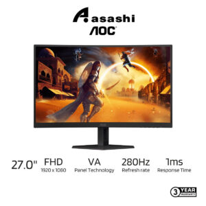 AOC C27G4ZE 27" VA 1500R 280Hz 0.3ms sRGB 124% FHD Gaming Monitor (HDMI 2.0 × 1, DisplayPort 1.4 × 1)