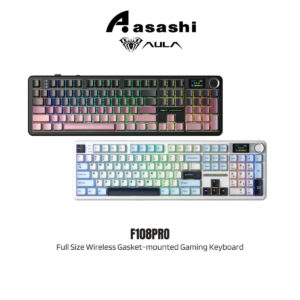 34aaee60e8429043315d1c230bb4b30c.jpeg AULA F108PRO Full Size Wireless Gasket-mounted Gaming Keyboard with Screen and Knob F108 PRO