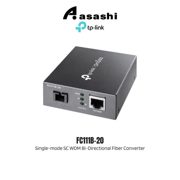 3c24750753164391fb3b7c4986f88b5a.jpeg TP-Link FC111B-20 Omada 10/100 Mbps RJ45 to 100 Mbps Single-mode SC WDM Bi-Directional Fiber Converter