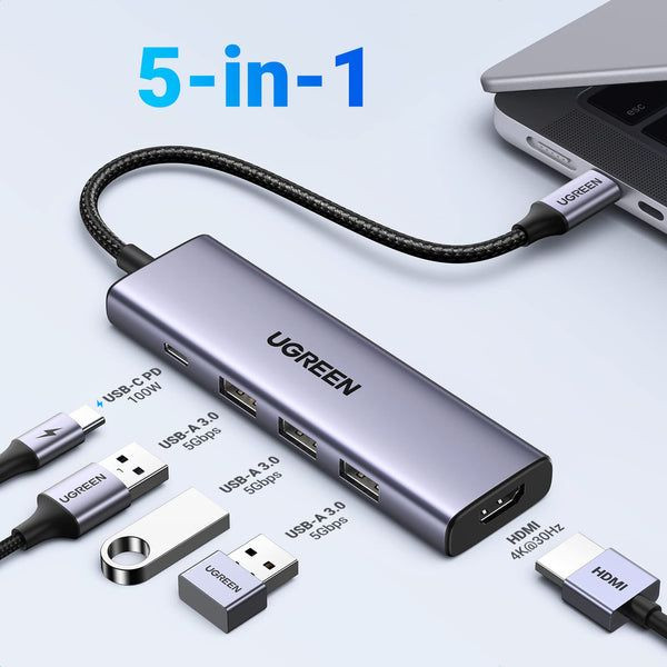 UGREEN CM511 USB-C 3.1 TO HDMI 4K@30HZ+3*USB-A+PD100W