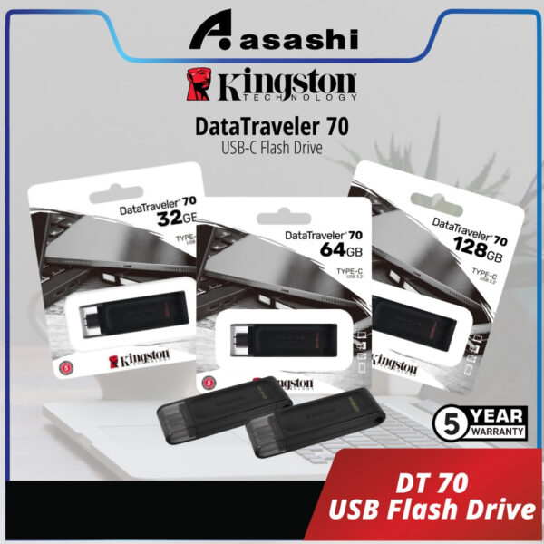 Kingston DT70 / DT 70 / Data traveler 70 32GB / 64GB / 128GB USB3.2 Type-C Flash Drive