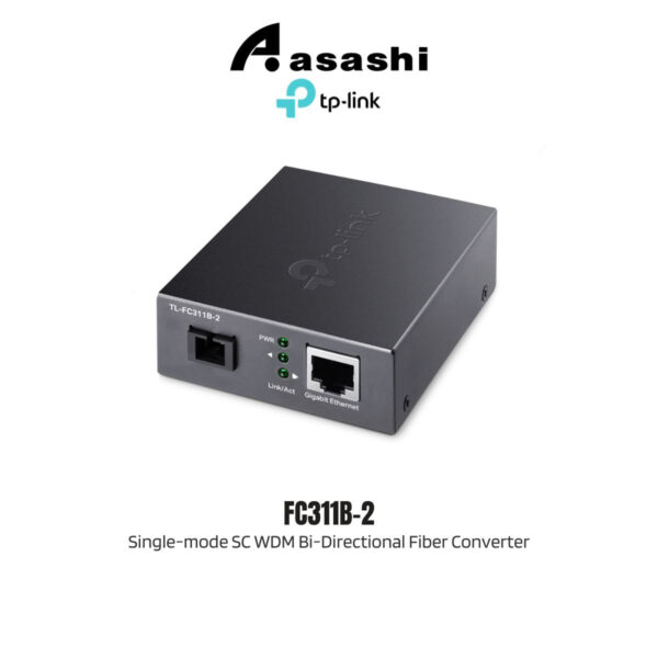 TP-Link FC311B-2 Omada 10/100/1000 Mbps RJ45 to 1000 Mbps Single-mode SC WDM Bi-Directional Fiber Converter