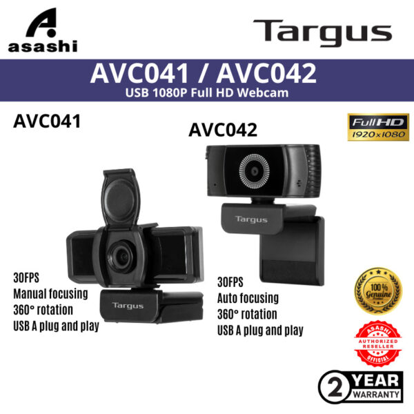 Targus AVC042 Fixed Focus USB 1080P Full HD Webcam