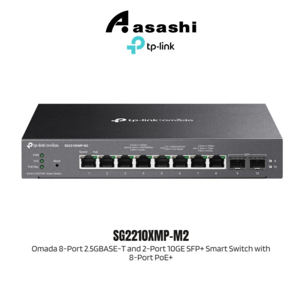TP-Link SG2210XMP-M2 Omada 8-Port 2.5GBASE-T and 2-Port 10GE SFP+ Smart Switch with 8-Port PoE+
