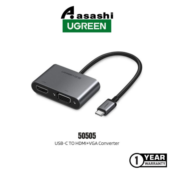 d3e8d28215ddda15eb7ecde27b2fef11.jpeg UGREEN 50505 USB-C TO HDMI+VGA Converter With PD Aluminum Case