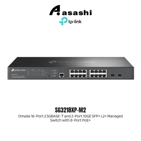 TP-Link SG3218XP-M2 Omada 16-Port 2.5GBASE-T and 2-Port 10GE SFP+ L2+ Managed Switch with 8-Port PoE+