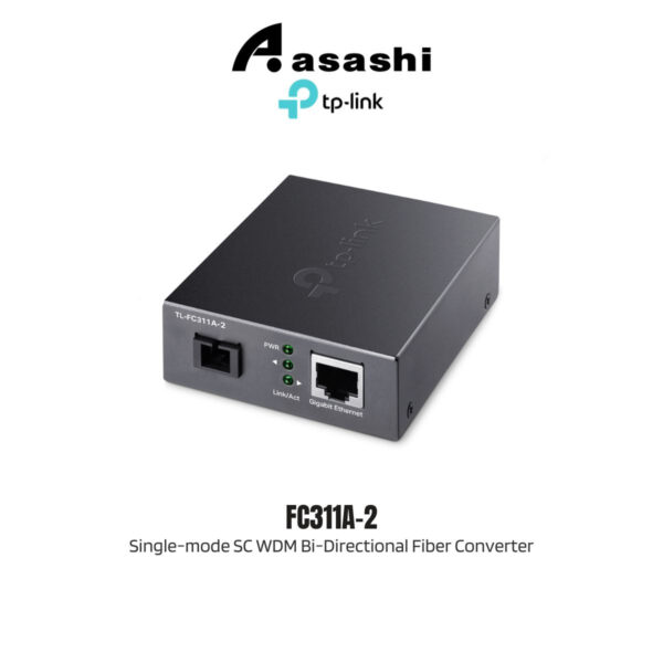 TP-Link FC311A-2 Omada 10/100/1000 Mbps RJ45 to 1000 Mbps Single-mode SC WDM Bi-Directional Fiber Converter