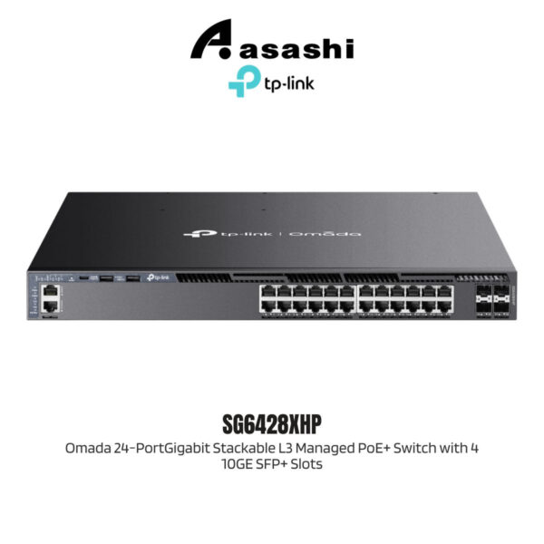 TP-Link SG6428XHP Omada 24-PortGigabit Stackable L3 Managed PoE+ Switch with 4 10GE SFP+ Slots