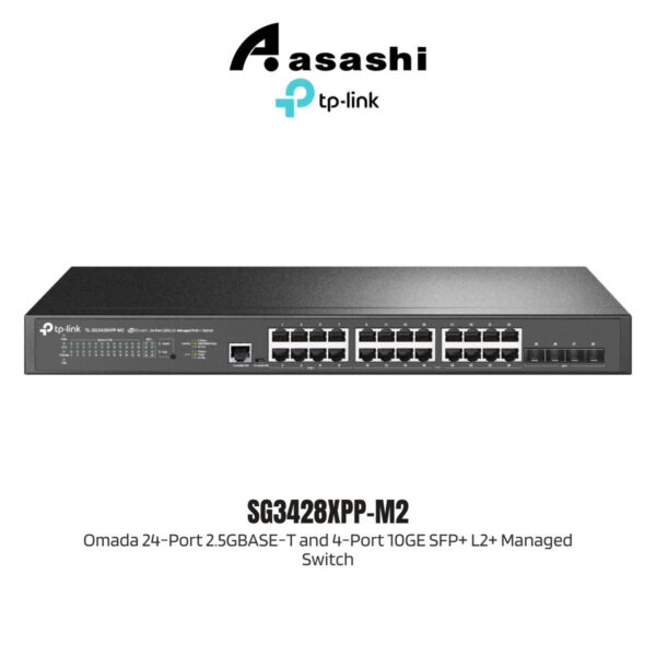 TP-Link SG3428XPP-M2 Omada 24-Port 2.5GBASE-T and 4-Port 10GE SFP+ L2+ Managed Switch with 16-Port PoE+ & 8-Port PoE++