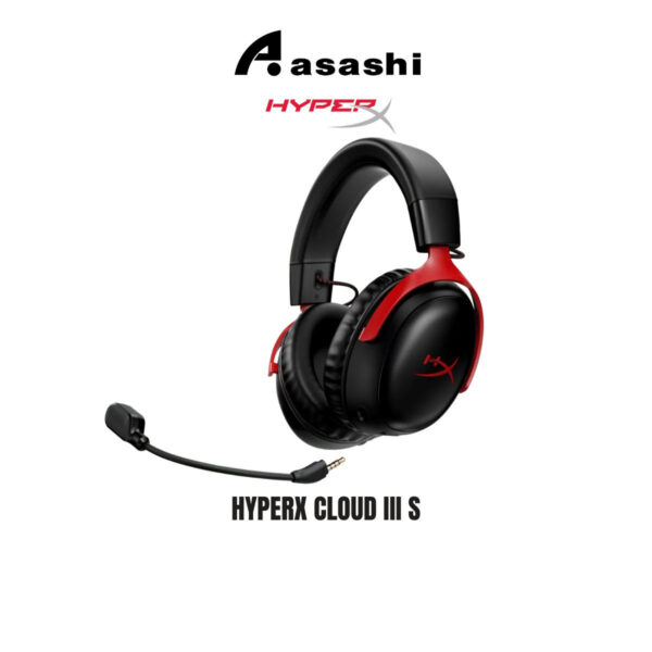 HP HyperX Cloud III S Wireless Gaming Headset Black/Red (53mm,USB A&C Wireless Adapter,Bluetooth,120Hours-A59Z0AA)