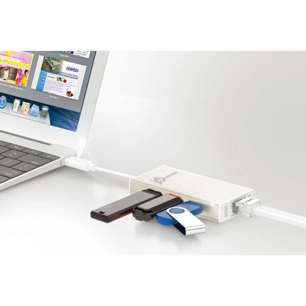 J5Create JCH471 Type C to GigaLAN & USB3.0 Hub Adapter