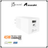 J5Create JUP2445 1port USB-C PD(45W) + 1port USB(12W) Wall Charger