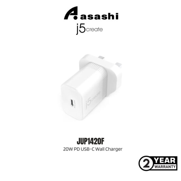 J5Create JUP1420F 20W PD USB-C Wall Charger (2 yrs Limited Hardware Warranty)