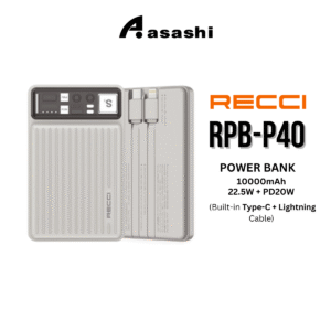 40890b3582f5d5097faa31a6e4a7d3ac.png Recci P40 10000mAh 22.5W + PD20W Power Bank (Built-in Type-C + L*ng Cable)