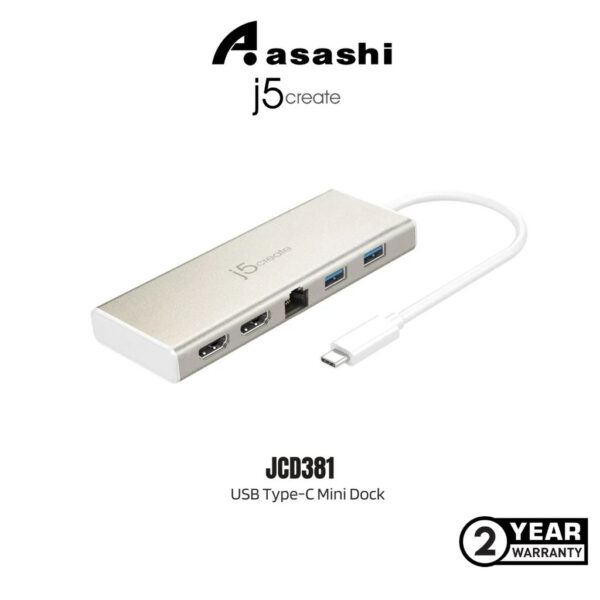 J5Create JCD381 USB Type-C Mini Dock (supports Dual Display) with Power Delivery