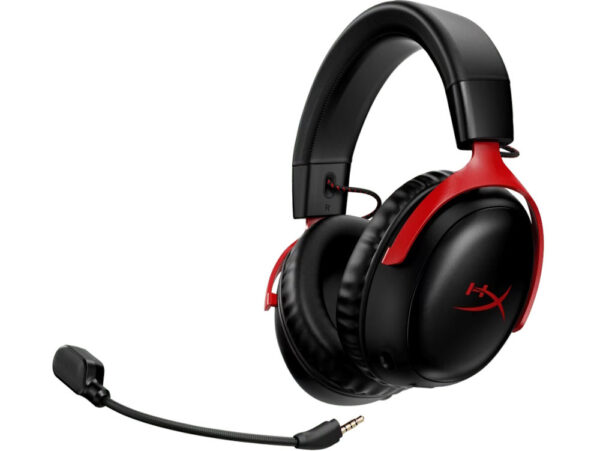 HP HyperX Cloud III S Wireless Gaming Headset Black/Red (53mm,USB A&C Wireless Adapter,Bluetooth,120Hours-A59Z0AA)
