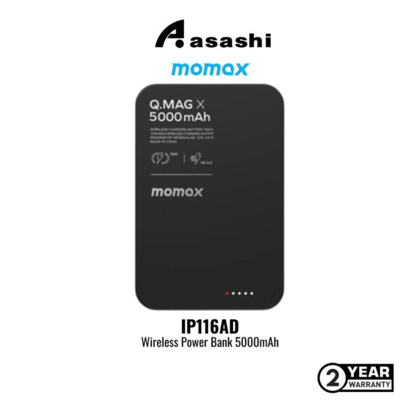 Momax *.Mag X Gen2 5000mAh Magsafe Wireless Power Bank - Black (2Y) IP116AD