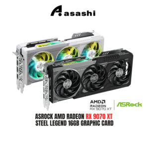ASROCK AMD Radeon RX 9070 XT STEEL LEGEND WHITE / DARK 16GB GDDR6 GRAPHICS CARD