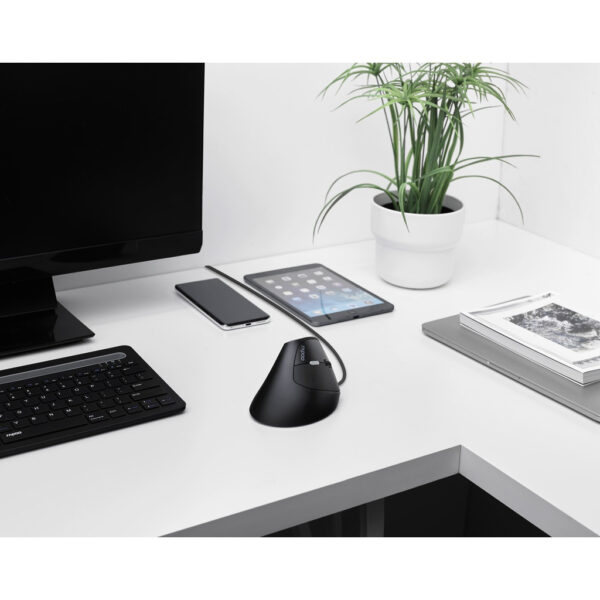Rapoo EV200 wired / EV250 wireless Ergonomic Office Vertical 1600 DPI Optical Mouse - 3 Years Warranty