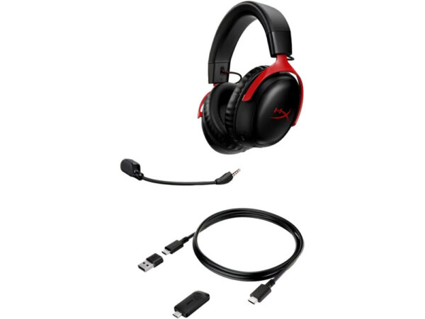 HP HyperX Cloud III S Wireless Gaming Headset Black/Red (53mm,USB A&C Wireless Adapter,Bluetooth,120Hours-A59Z0AA)