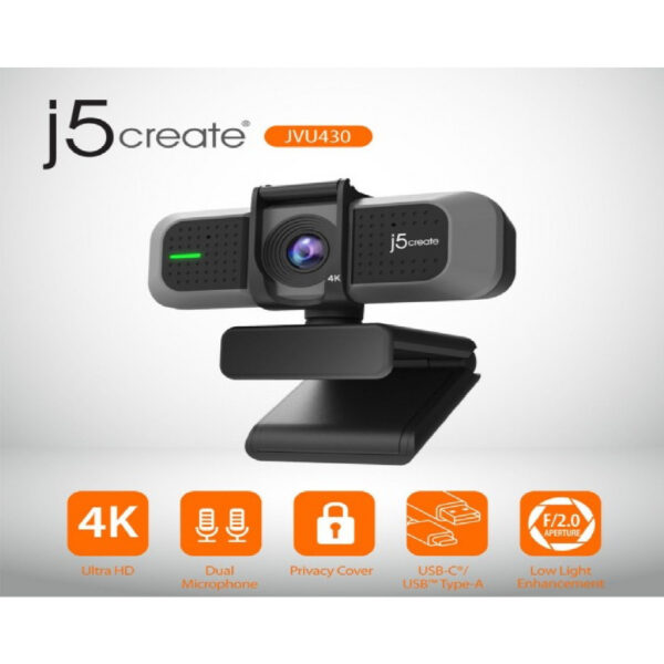 J5Create JVU430 USB 4K Ultra HD Webcam - J5Create JVU430 4K Webcam - J5Create 4K Webcam