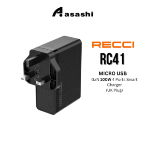 e079cc26b8a57837b61e897e01f97543.png Recci RC41 GaN 100W 4 Ports Smart Charger (UK Plug)