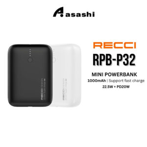 e4c648a5f575cabdc09b5976212fa853.jpeg Recci P32 Black / White 10000mAh 22.5W + PD 20W Mini Power Bank
