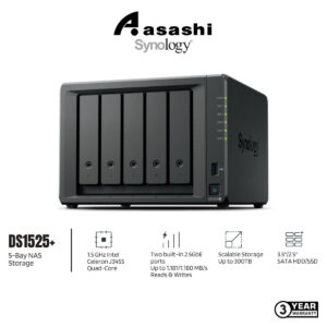 ef2e9f3e6ef0740640504074967708f8.jpeg Synology DS1525+ 5-Bay NAS (AMD Ryzen V1500B 2.2Ghz, 8GB DDR4 ECC SODIMM,2 x 2.5 GbE)