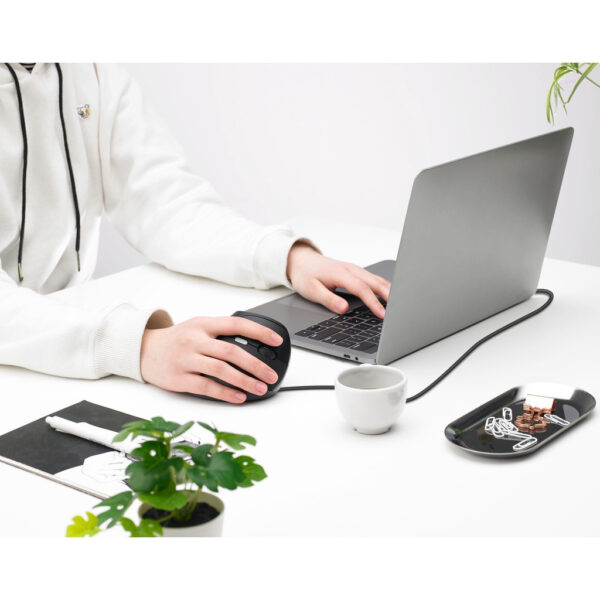 Rapoo EV200 wired / EV250 wireless Ergonomic Office Vertical 1600 DPI Optical Mouse - 3 Years Warranty