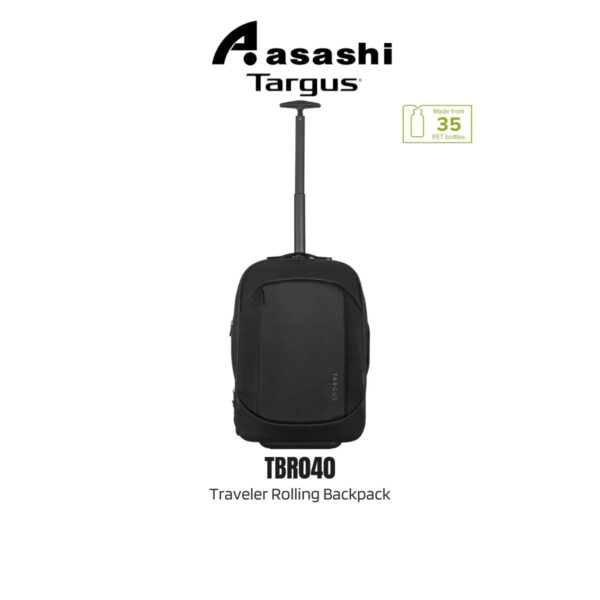 Targus EcoSmart Traveler Rolling Backpack 15.6inch TBR040GL TG-TBR040GL-BK TBR040