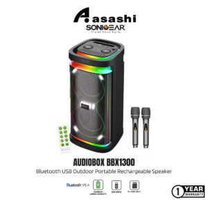 ffff5baa3e5fcfbe85b4112c989ffb79.jpeg SonicGear Audiobox BBX1300 Bluetooth USB Outdoor Portable Rechargeable Speaker with 2 Wireless Mic