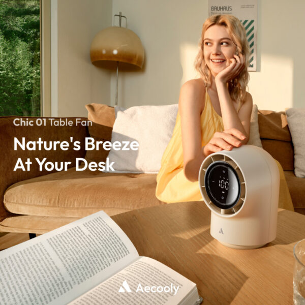 Aecooly Chic01 Lite Desk Fan 4000mAh Chic 01 Lite | Hight Speed Quiet Smart  LED Digital Display Table Fan - Battery Cap