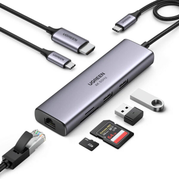 UGREEN REVODOK 7-IN-1 USB-C HUB 4K60HZ 10GBPS PD100W (UG-CM498-45379)
