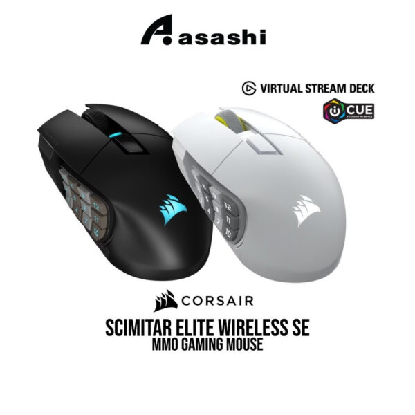 Corsair SCIMITAR ELITE WIRELESS SE MMO Gaming Mouse (Black / White)